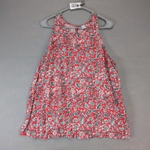 Old Navy Orange Floral Print Rayon Tank Top Women&#39;s XL Button Back A-Lin... - $20.00