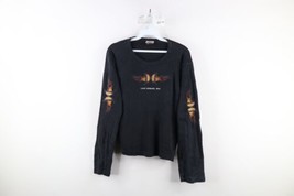 Vtg Y2K Streetwear Womens M Faded Las Vegas Fire Flames Butterfly Ribbed T-Shirt - £40.68 GBP