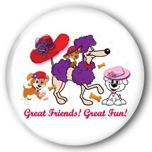 6 RED HAT PUPPY DOG GREAT FRIENDS DESIGN3" BUTTONS FAVOR FOR LADIES OF S... - $6.99