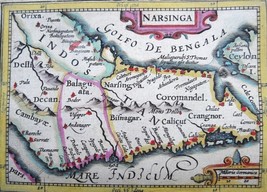 India, Sri Lanka, map by Bertius/Hondius, 1618, Narsinga (original colors!) - $182.69