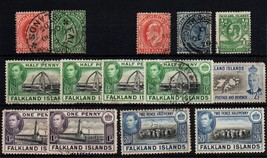 Falkland Islands Malvinas used stamps one compound pair postmarks pengui... - $32.90