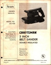 Sears Craftsman Belt &amp; Disc Sander Owners Manual Model 135.11720 - $22.24