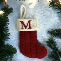 Christmas Stocking Monogrammed Letter M Red 7&quot; Holiday Mini Knit  - £12.33 GBP
