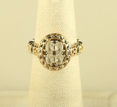 Vtg Sterling 925 NH Michael Valitutti Crystal White CZ Halo Oval Cocktail Ring - £87.04 GBP