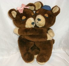 10" Vintage 1977 R Dakin Hugging Kissing Teddy Bears Stuffed Animal Plush Toy - $45.60