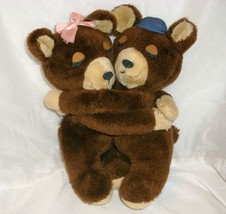 10&quot; VINTAGE 1977 R DAKIN HUGGING KISSING TEDDY BEARS STUFFED ANIMAL PLUS... - £36.45 GBP