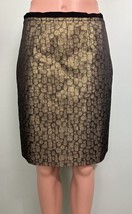 Women&#39;s Ann Taylor LOFT Black &amp; Metallic Gold Print Straight Skirt Size 4 - $14.84