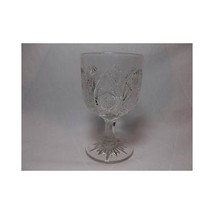 EAPG WATER GOBLET Daisy Horseshoe feather Pattern Glass wine pressed vtg 5 1/2&quot; - £36.34 GBP
