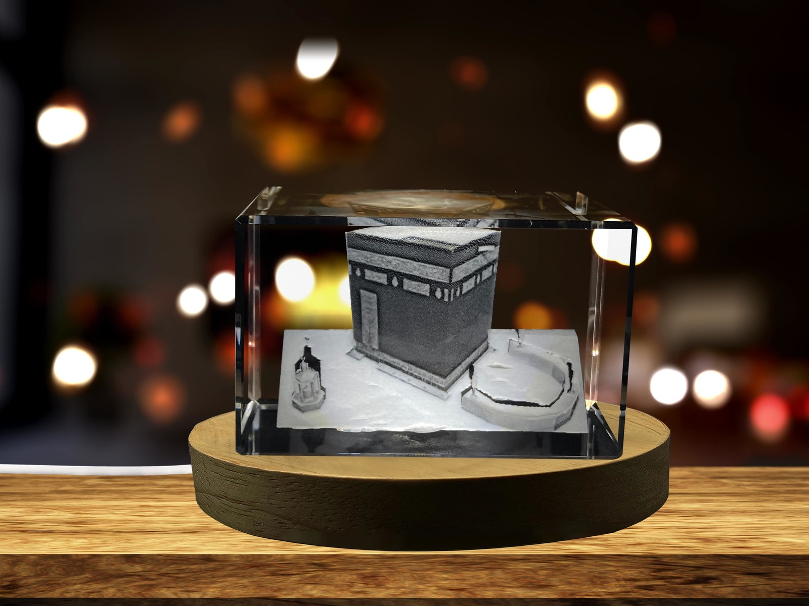 LED Base included | Al-Kaaba |3D-Engraved-Crystal-Keepsake | Gift/Decor