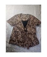 Ashley Jill Leopard Top Blouse Buckle Evening Party 1X Mob Wife Boho Fes... - $15.49