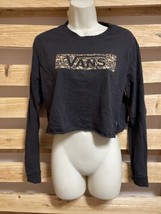 Vans Of The Wall Animal Print Logo Long Sleeve Crop Top Shirt Woman&#39;s Size L KG - £11.67 GBP