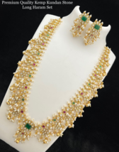 Estilo Indio Bollywood Kundan Oro Chapado Joyería Largo Haram Collar Perla Set - £134.50 GBP