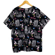 Disney Women&#39;s size 2XL Minnie Mouse Scrub Top V Neck Short Sleeve Shirt... - £21.23 GBP