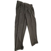 Savane Men Dress Pants Pleated Flat Front Brown Polyester Blend Size 34x32 - $14.85