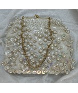 Small Beaded Opalescent Sequins &amp; Pearls Evening Cocktail Purse Holiday ... - $19.99