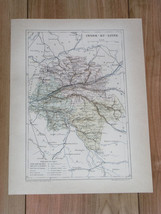 1887 Antique Original Map Of Department Of INDRE-ET-LOIRE Tours / France - £23.00 GBP