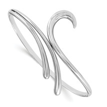 White Ice Silver  Diamond Swirl Bangle Bracelet QW233 - £113.08 GBP