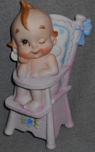 Lefton PORCELAIN BISQUE Kewpie in Pink High Chair WALL HANGING - $39.59