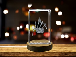 LED Base included | Bagpipe 3D Engraved Crystal 3D Engraved Crystal Keepsake - £30.93 GBP+