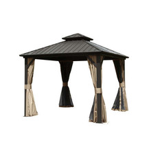 8&#39;x8&#39; Hardtop Gazebo Aluminum Metal Gazebo Brown - $857.99