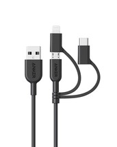 Anker Powerline II 3-in-1 Cable, MFI Certified Lightning/Type C/Micro USB Cable - £24.04 GBP