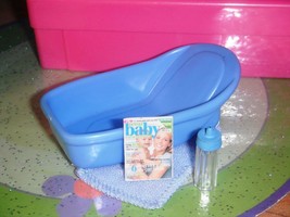 Fisher Price Loving Family Dollhouse Blue Baby Bath Wash Cloth Magazine Bottle - £7.00 GBP