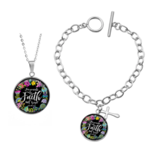 We Walk By Faith Not By Sight Necklace &amp; Bracelet Set 2 Corinthians 5:7 ... - £15.73 GBP