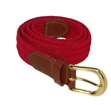 401 - 1.25&quot; Wide Solid Red Nylon Braided Stretch Belt In Sizes To Fit Most - £7.90 GBP+