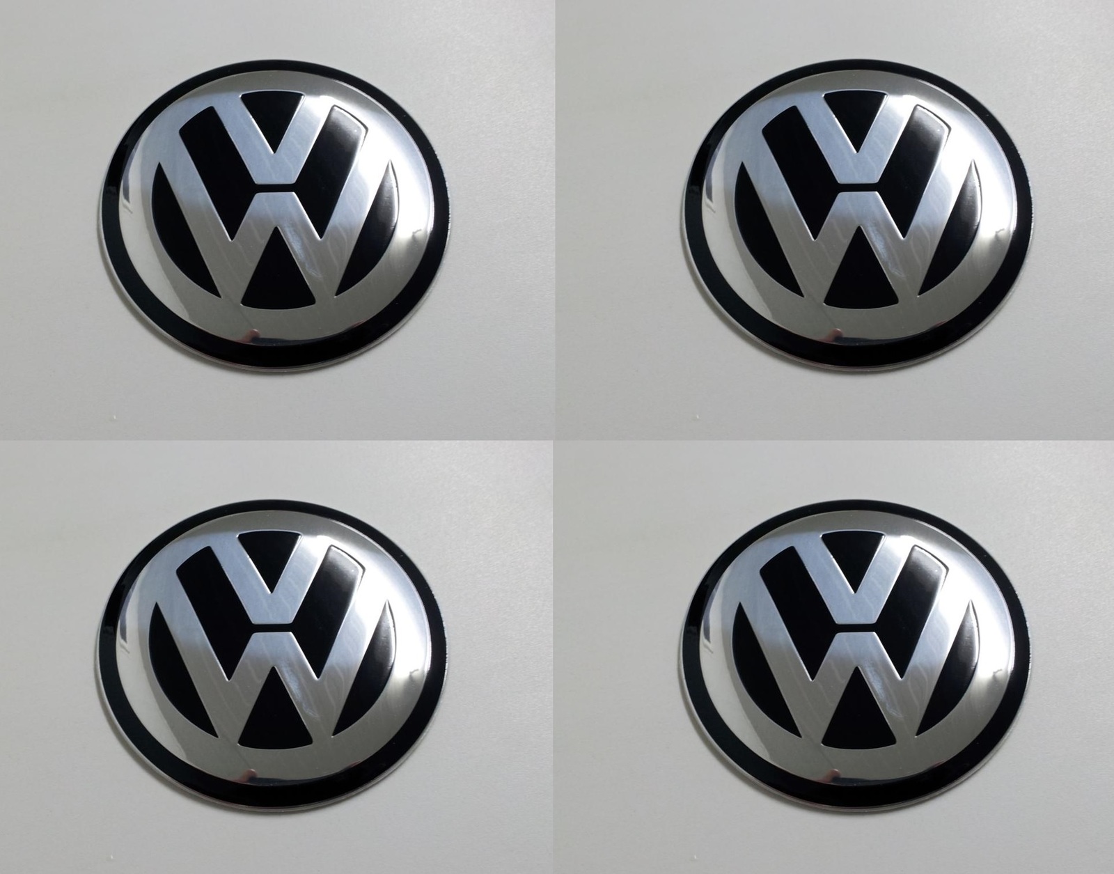 47mm (1.85in) -Set of 4x Metal stickers car wheel center cap DOMED VW 2