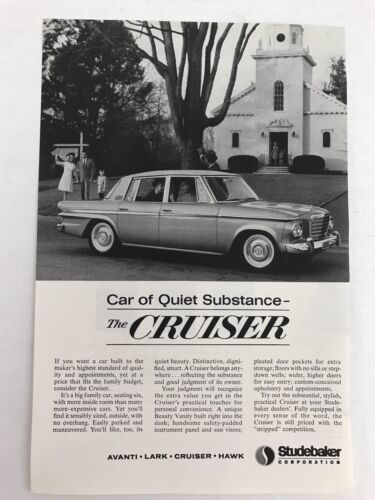 Primary image for Studebaker The Cruiser Vtg 1963 Print Ad Family Outside Church