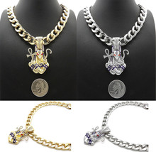Egyptian Anubis with Ankh Pendant 11mm/18&quot; or 20&quot; Cuban Chain Necklace RC3876 - £14.45 GBP