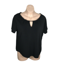 Worthington Women&#39;s Shirt Blouse ~ Sz XXL ~ Black ~ Stretchy ~ Short Sleeve  - £10.84 GBP