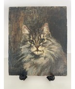 Tricolor Cat Painting 7 3/4 x 6 1/2 Cat Lover Realism Hand Painted Cat P... - $465.03 MXN