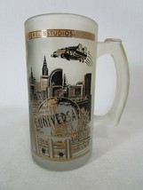 Vintage Universal Studios Frosted Glass Mug Cup Stein 22K Gold Collectible - $19.79
