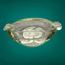 Vtg St Clair Glass Paperweight Ashtray White Trumpet Flowers Controlled Bubbles - £15.72 GBP
