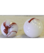 #15943m Pair of Akro Agate White Oxblood Marbles With As Made Issues .61... - $34.64