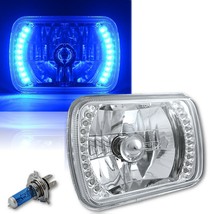 7X6 Blue LED Halo Halogen Crystal Headlight Headlamp Angel Eye H4 Light Bulb - £27.48 GBP
