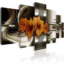 Tiptophomedecor Glamour Canvas Wall Art - Hippeastrum And Abstract Waves - Stret - £71.93 GBP+