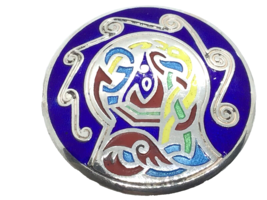 Irish Sterling GUILLOCHE Enamelled Celtic Pin 1 3/8“ - £50.63 GBP