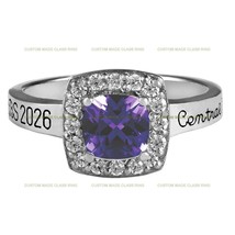 Personalized Silver 925 Women&#39;s Embrace College Ring - Custom Graduation Gift - £97.13 GBP