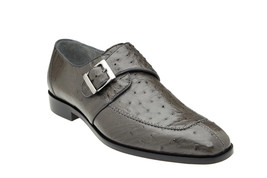 Gray Belvedere Josh Ostrich Single Buckle Men&#39;s Dress Shoe 114011 - £319.93 GBP