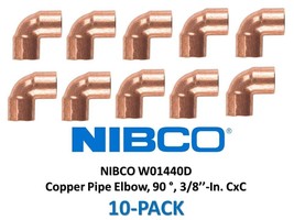 NIBCO W01440D Copper Pipe Elbow, 90 °, 3/8’’-In. CxC (10-PACK) - $93.05 MXN