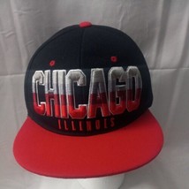 Chicago Illinois Spellout Snapback Hat Flat Bill Cotton Baseball Cap Red Black  - £13.52 GBP