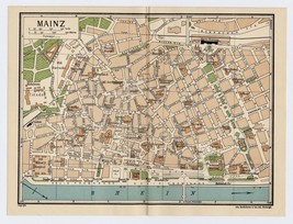 1933 Vintage City Map Of Mainz / RHINELAND-PALATINATE / Germany - £17.13 GBP