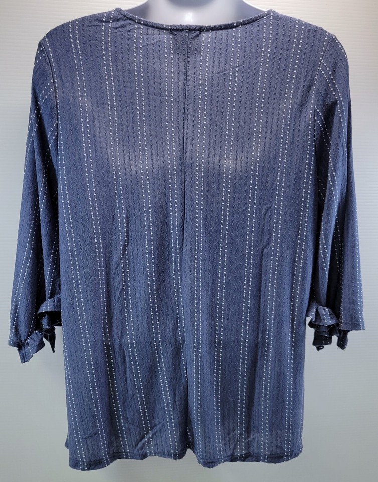 L) W5 by Anthropologie Woman Blue Ribbed Pullover Shirt Top 1X Item image 5