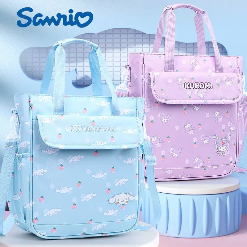 Cute Sanrio Canvas Bag Cinnamoroll Kuromi Cartoon Kawaii Student Large Capacity - £23.23 GBP+