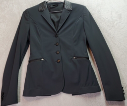 EGO.7 Equestrian Horse Riding Jacket Women Size 34 Gray Long Sleeve Button Front - £149.13 GBP