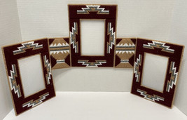 Vintage Handmade Aztec Southwestern Needlepoint Yarn 3 Frame Set 8.5 x 6.5 in - £22.49 GBP