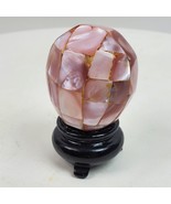 Vintage Pink Beveled Marbled Egg 2.25 Inch w/ Stand 1 Inch - $26.18