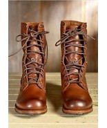 Mens Handmade Boots Military High Ankle Combat Formal Brown Leather Casu... - €134,74 EUR